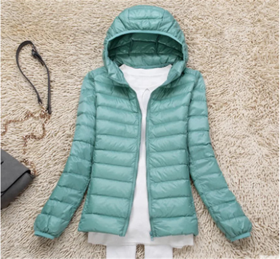 Women Puffer Jacket 15 Colors Plus Size 5XL 6XL 7XL 2025 New Spring Autumn Female Ultra Lightweight Packable Hooded Down Coats
