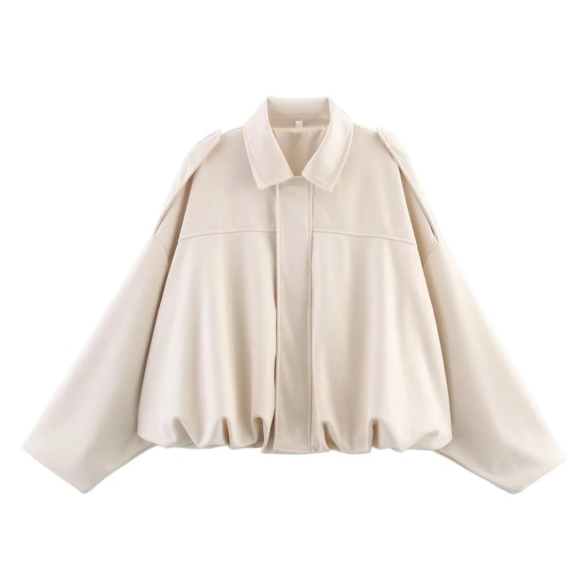 Women's Fashion Pilot Jacket with Bat Sleeves and Zipper, Casual Top