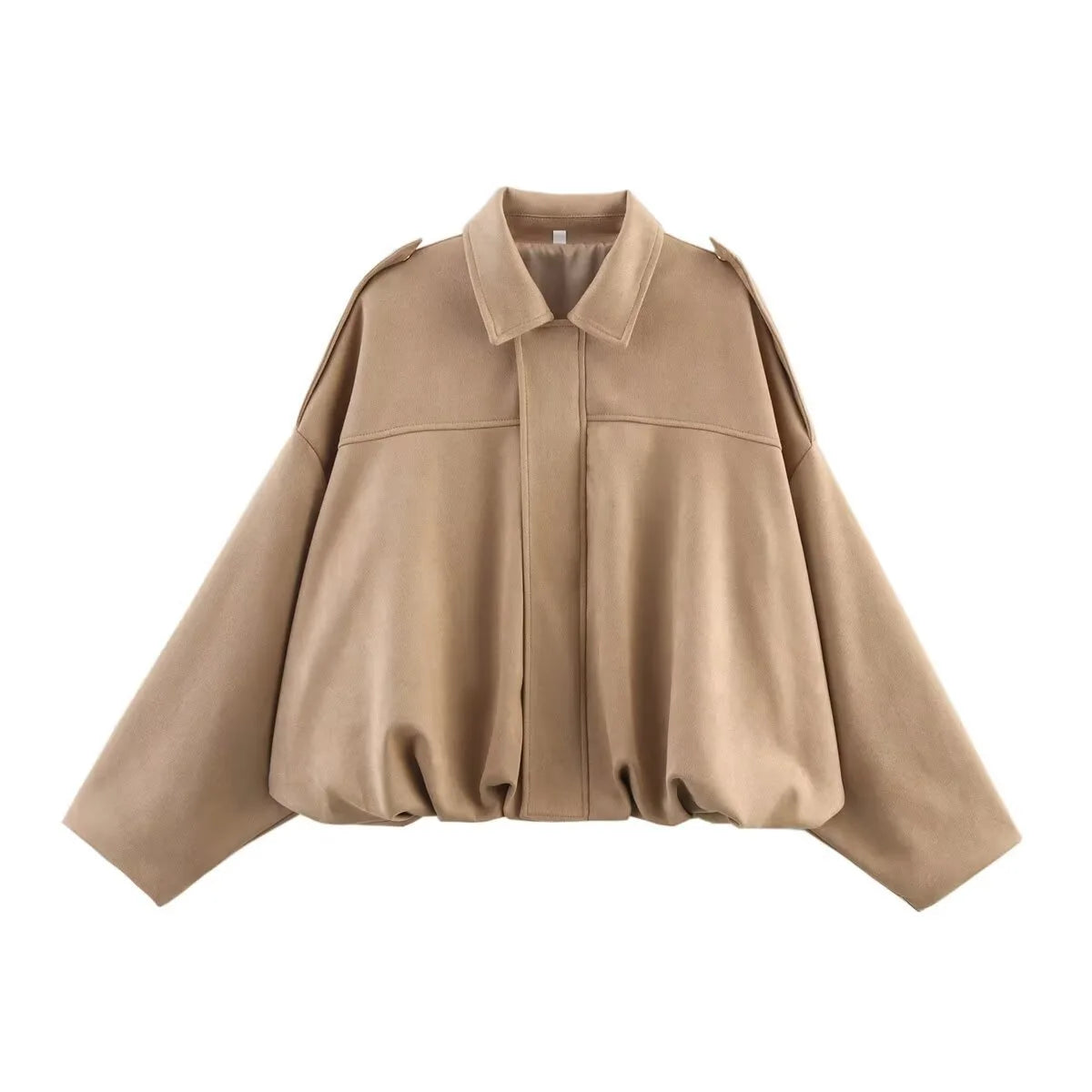 Women's Fashion Pilot Jacket with Bat Sleeves and Zipper, Casual Top