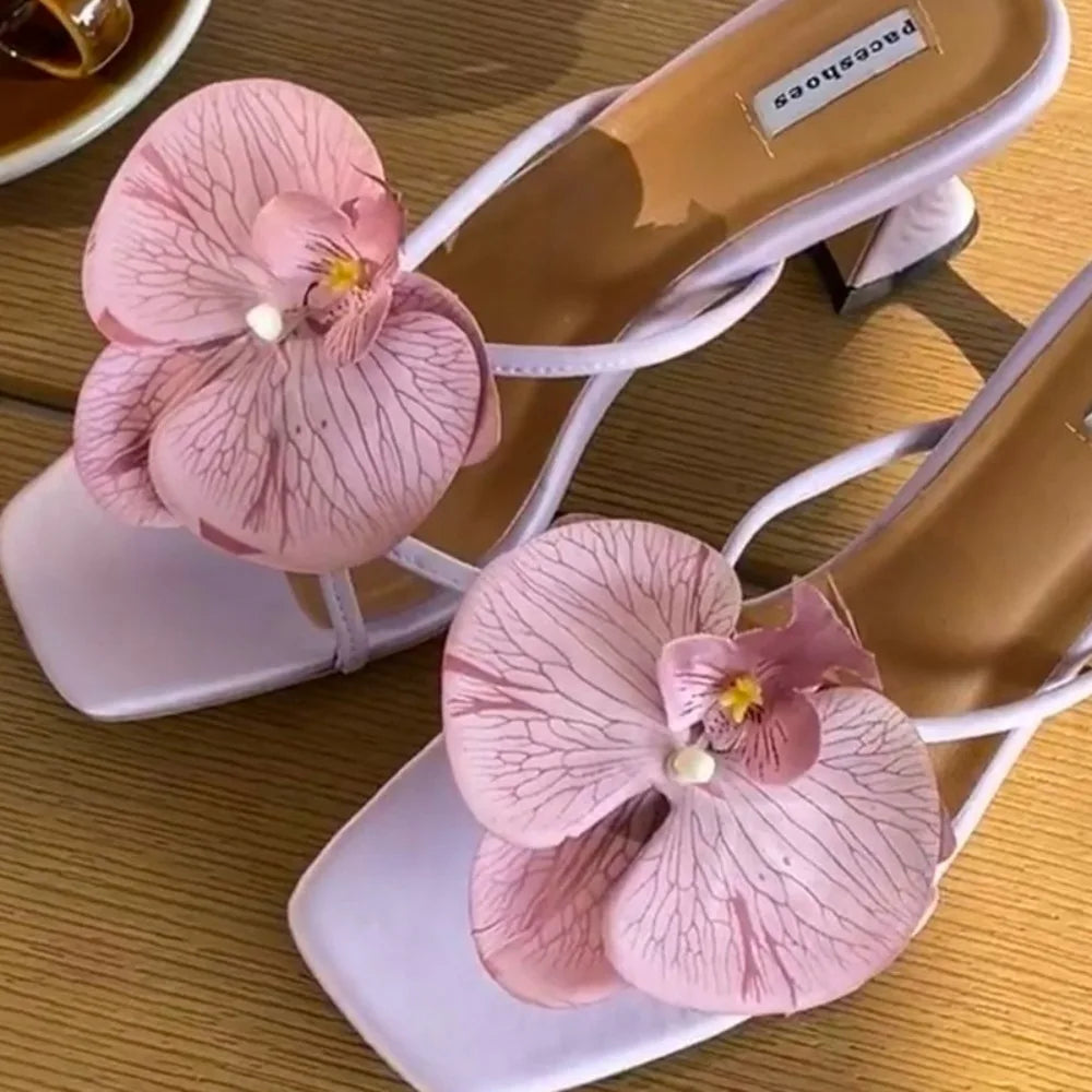 1 Pair Simulation Coloful Thai Fairy Flower Shoe Buckles Personalized Design Orchid Phalaenopsis Shoe Flower Sandals