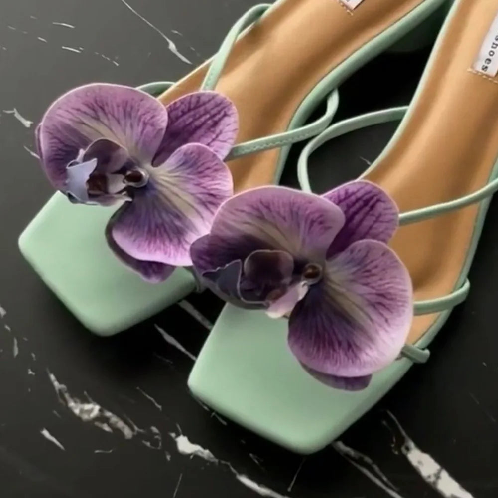 1 Pair Simulation Coloful Thai Fairy Flower Shoe Buckles Personalized Design Orchid Phalaenopsis Shoe Flower Sandals