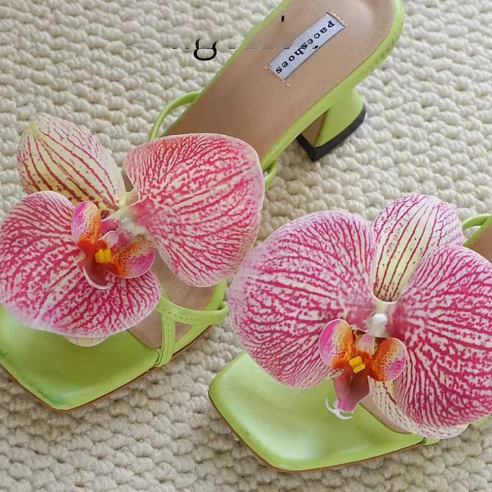1 Pair Simulation Coloful Thai Fairy Flower Shoe Buckles Personalized Design Orchid Phalaenopsis Shoe Flower Sandals