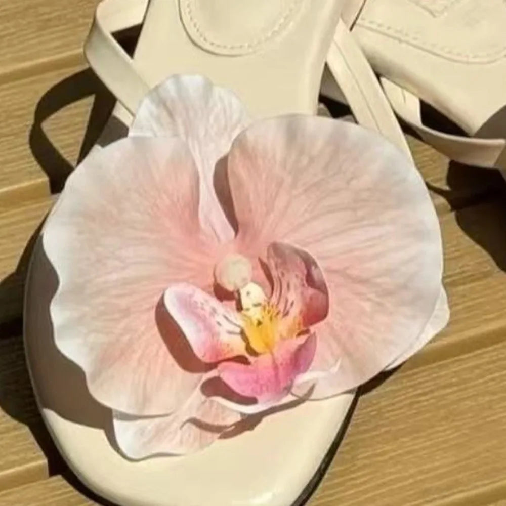 1 Pair Simulation Coloful Thai Fairy Flower Shoe Buckles Personalized Design Orchid Phalaenopsis Shoe Flower Sandals
