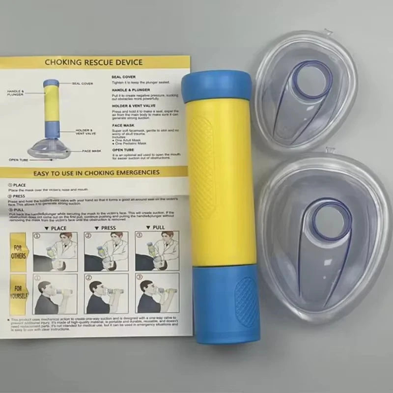 Portable Anti Choking Device Life Saving Suction Vac Anti Asphyxia CPR Training Mask First Aid Kit Adults & Children Home Rescue