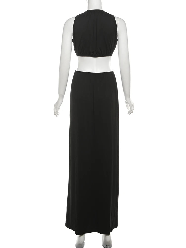 Weird Puss Waistless Chic Dress Women  Metal Trim Sleeveless O-Neck Skinny Elegant Summer Hipster Prom Party Vacation Vestidos