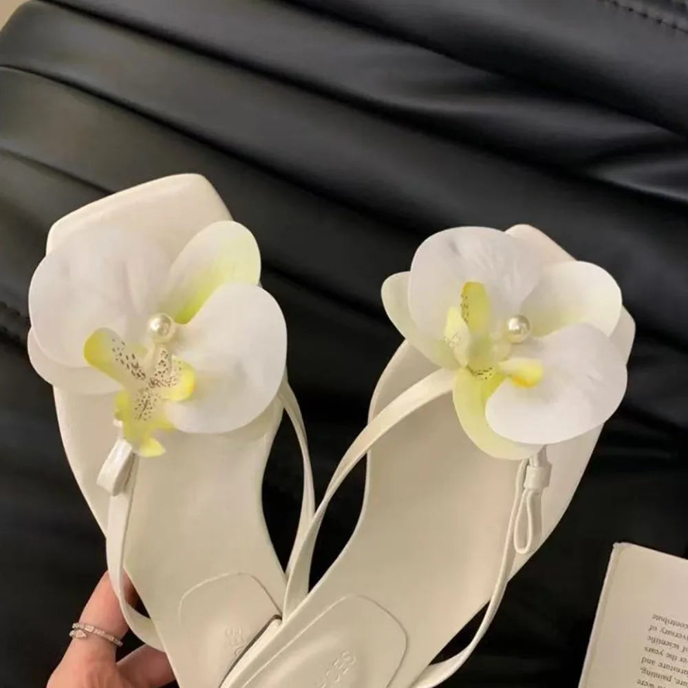1 Pair Simulation Coloful Thai Fairy Flower Shoe Buckles Personalized Design Orchid Phalaenopsis Shoe Flower Sandals