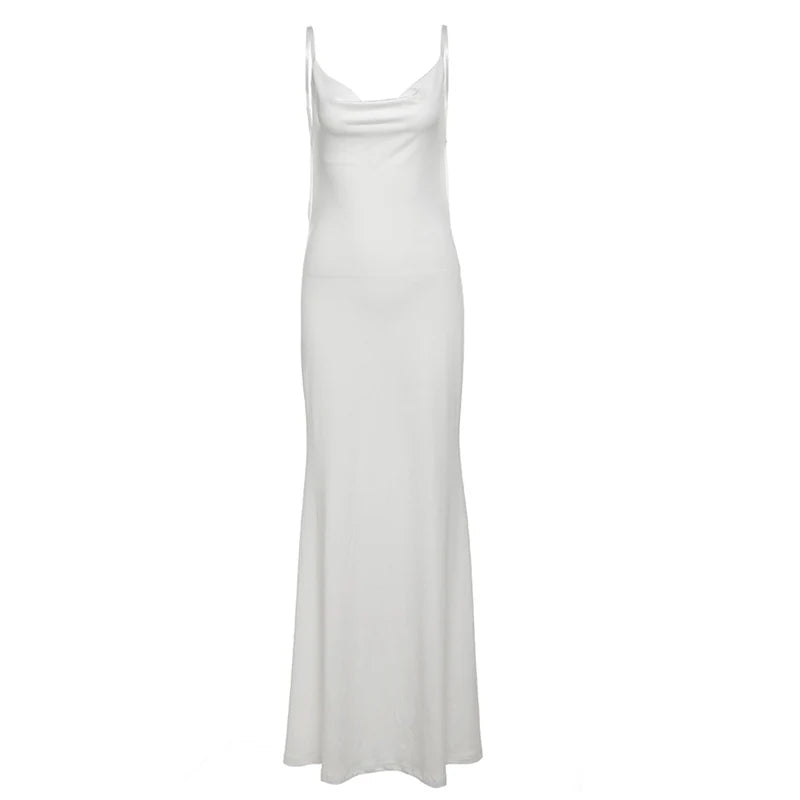 Weird Puss Mesh Patchwork Backless Dress Women Summer Trend Swing Collar Sleeveless Street Fashion Ruched Elegant Long Bodycon