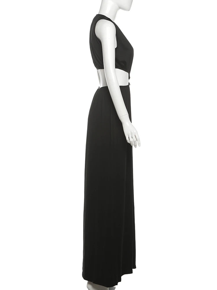 Weird Puss Waistless Chic Dress Women  Metal Trim Sleeveless O-Neck Skinny Elegant Summer Hipster Prom Party Vacation Vestidos