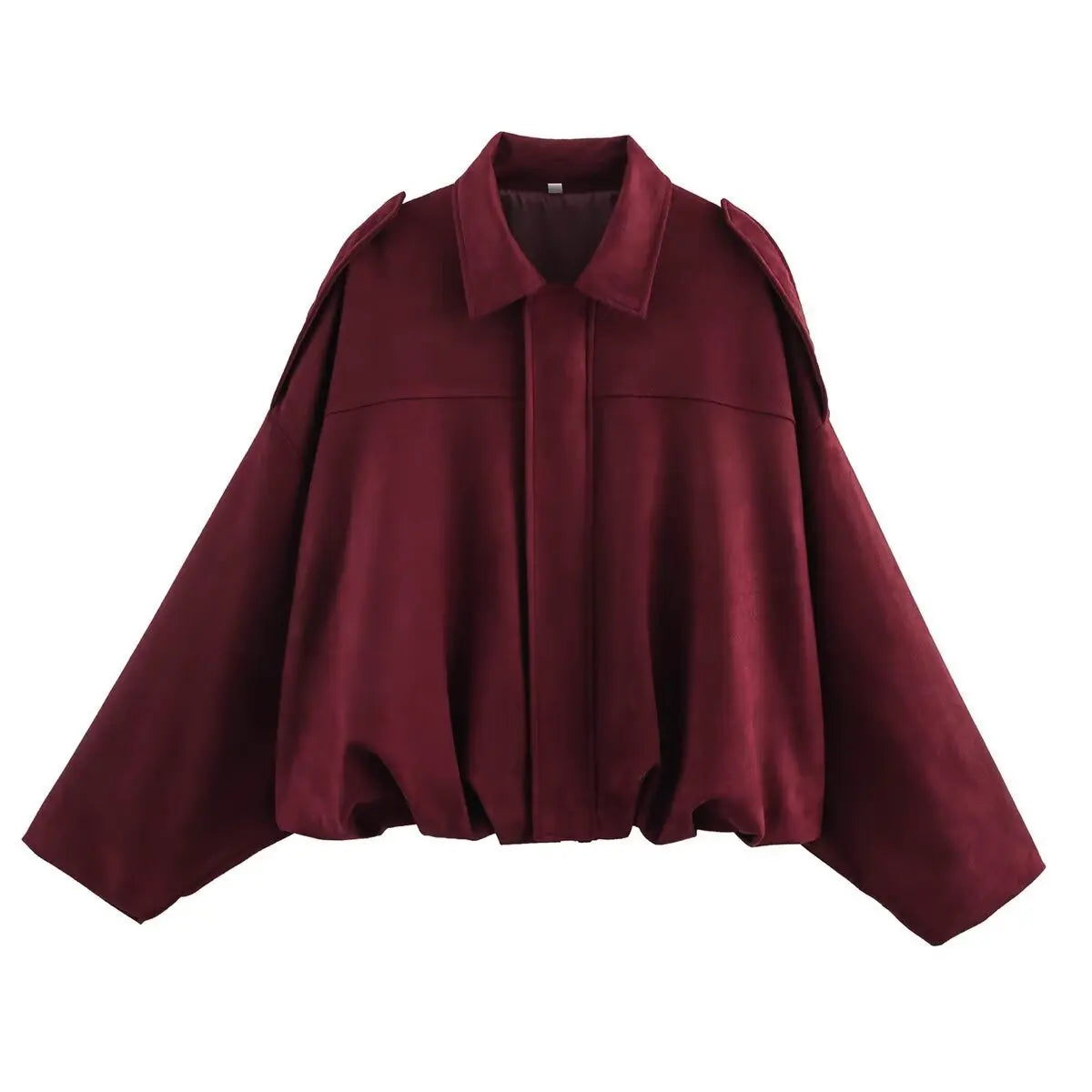 Women's Fashion Pilot Jacket with Bat Sleeves and Zipper, Casual Top