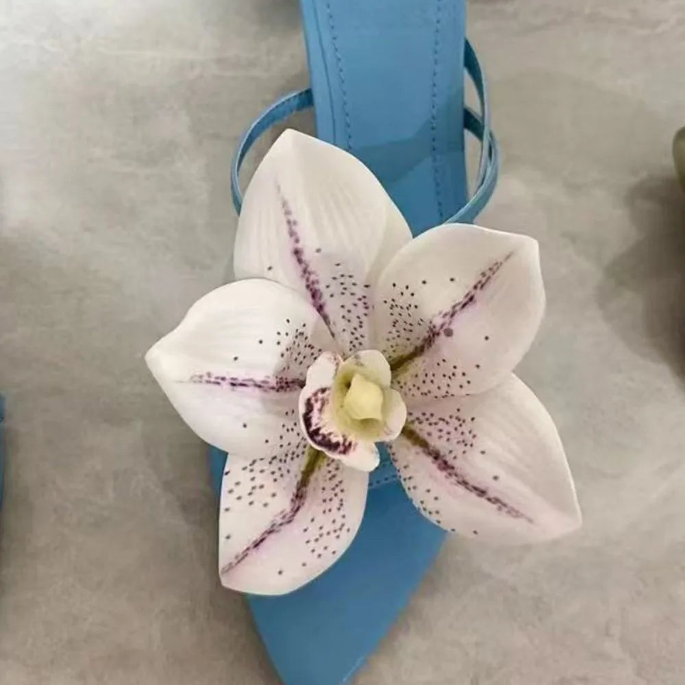 1 Pair Simulation Coloful Thai Fairy Flower Shoe Buckles Personalized Design Orchid Phalaenopsis Shoe Flower Sandals