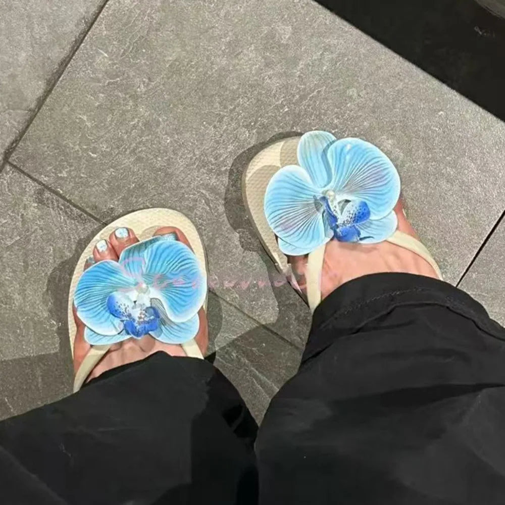 1 Pair Simulation Coloful Thai Fairy Flower Shoe Buckles Personalized Design Orchid Phalaenopsis Shoe Flower Sandals