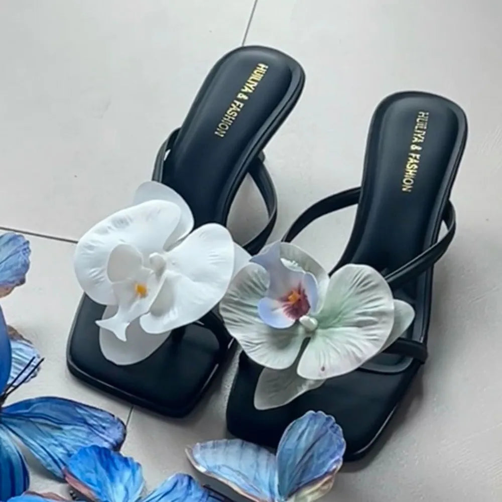 1 Pair Simulation Coloful Thai Fairy Flower Shoe Buckles Personalized Design Orchid Phalaenopsis Shoe Flower Sandals