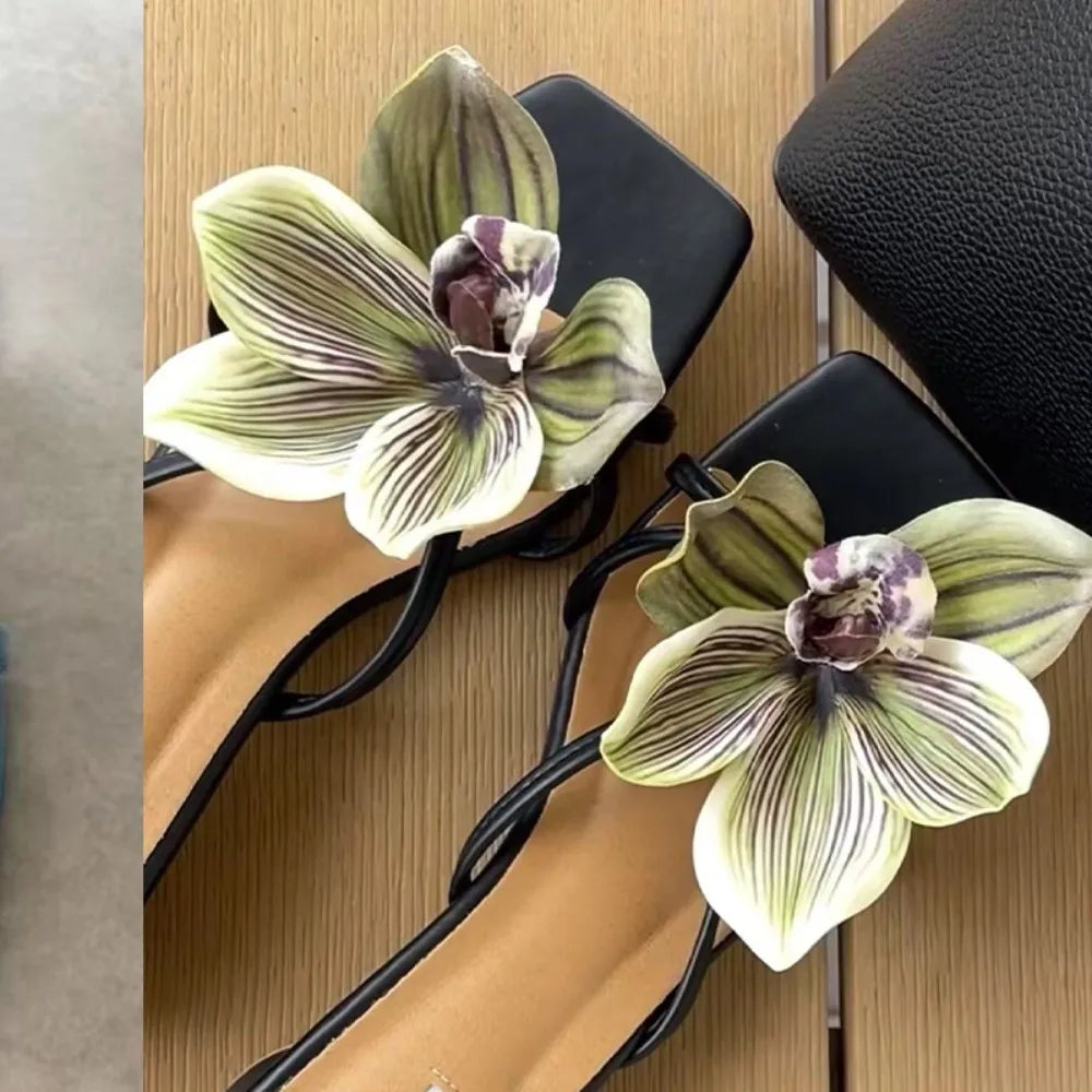 1 Pair Simulation Coloful Thai Fairy Flower Shoe Buckles Personalized Design Orchid Phalaenopsis Shoe Flower Sandals