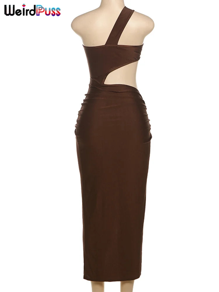Weird Puss Irregular Knot Dress Women Summer Hollow Waistless Sleeveless High Waist Stretch Midnight Party Coquettish Vestidos