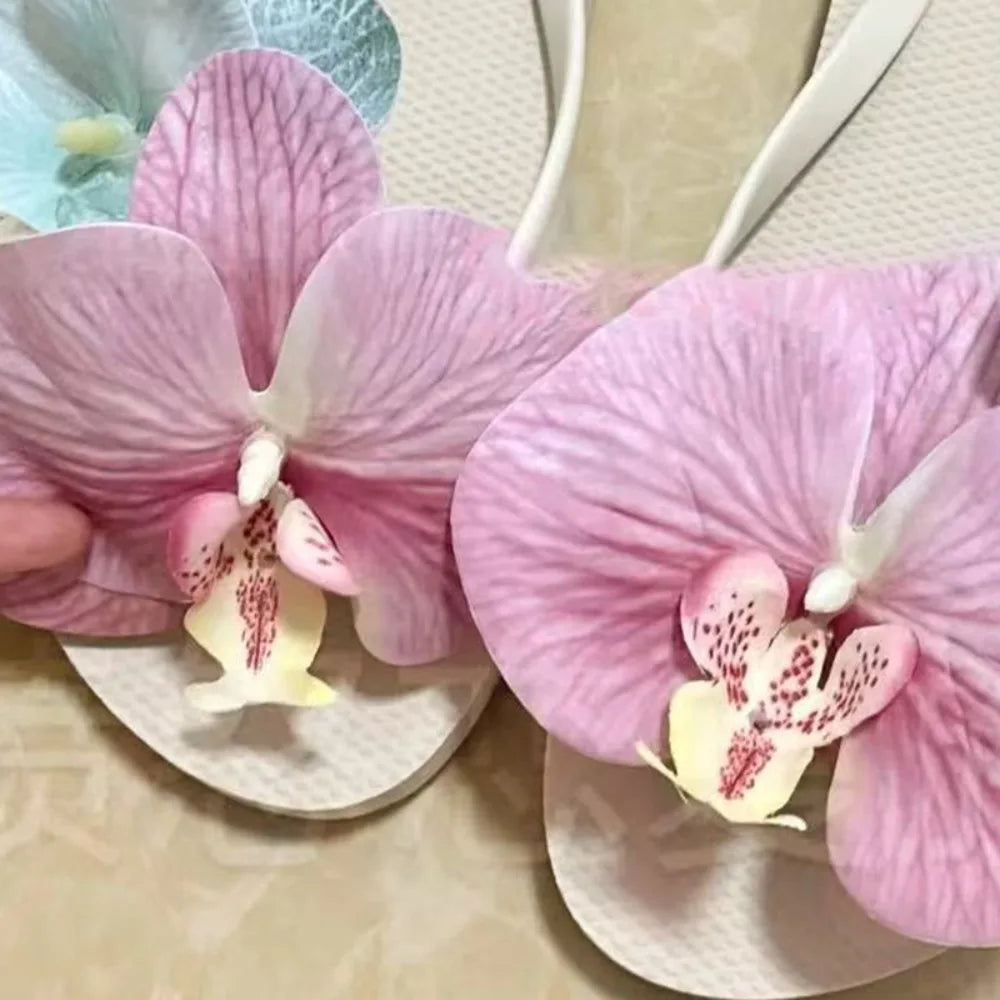 1 Pair Simulation Coloful Thai Fairy Flower Shoe Buckles Personalized Design Orchid Phalaenopsis Shoe Flower Sandals
