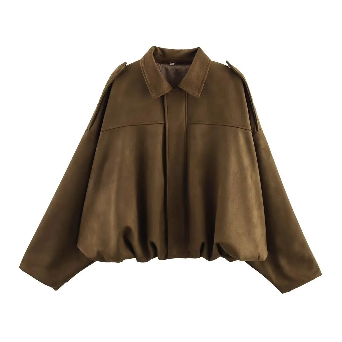 Women's Fashion Pilot Jacket with Bat Sleeves and Zipper, Casual Top