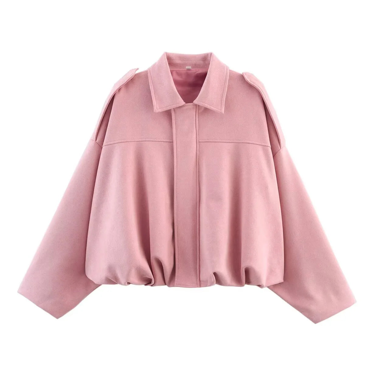 Women's Fashion Pilot Jacket with Bat Sleeves and Zipper, Casual Top