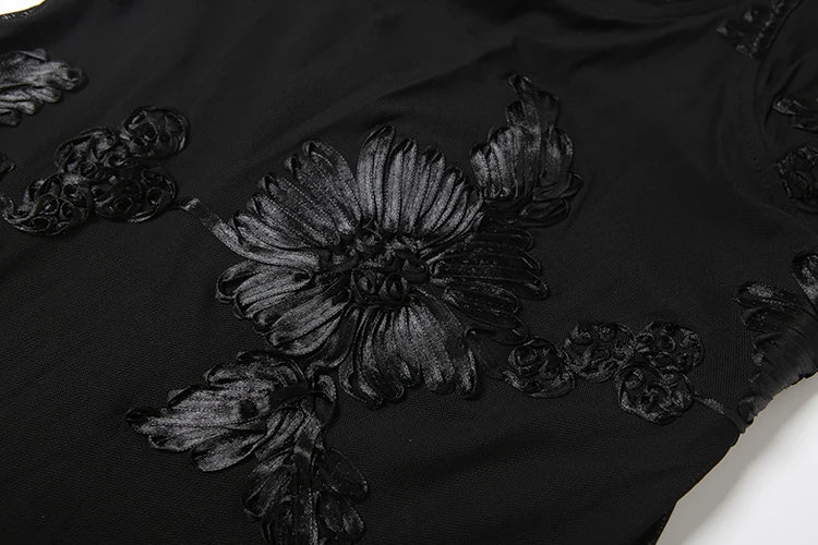 Weird Puss Flower Embroidery Maxi Dress Women Low-Neck Cross Bandage Backless Summer Street New Trend Skinny Elegant Vestidos