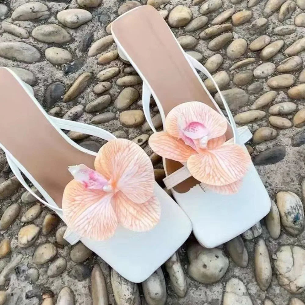 1 Pair Simulation Coloful Thai Fairy Flower Shoe Buckles Personalized Design Orchid Phalaenopsis Shoe Flower Sandals