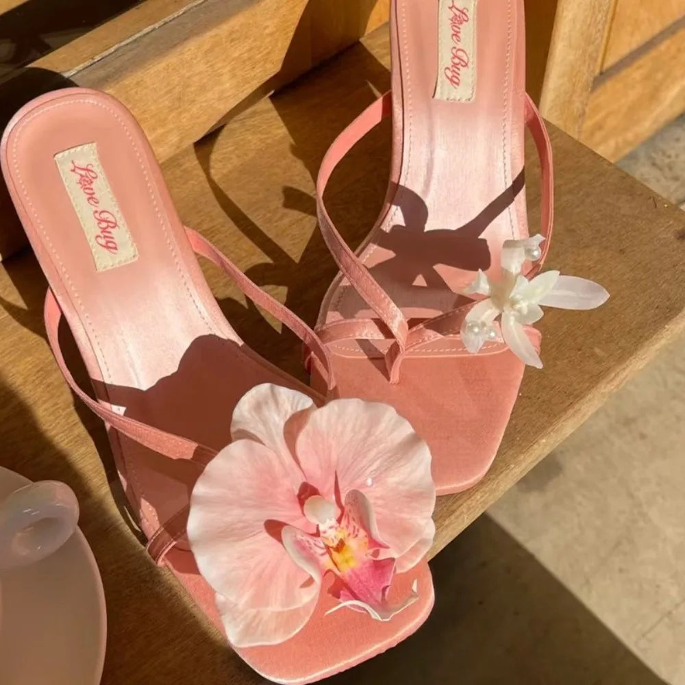 1 Pair Simulation Coloful Thai Fairy Flower Shoe Buckles Personalized Design Orchid Phalaenopsis Shoe Flower Sandals