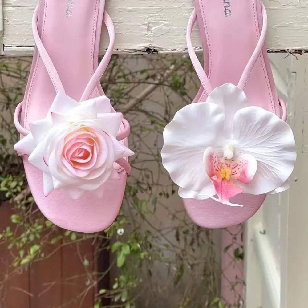 1 Pair Simulation Coloful Thai Fairy Flower Shoe Buckles Personalized Design Orchid Phalaenopsis Shoe Flower Sandals