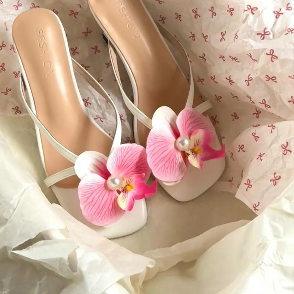 1 Pair Simulation Coloful Thai Fairy Flower Shoe Buckles Personalized Design Orchid Phalaenopsis Shoe Flower Sandals