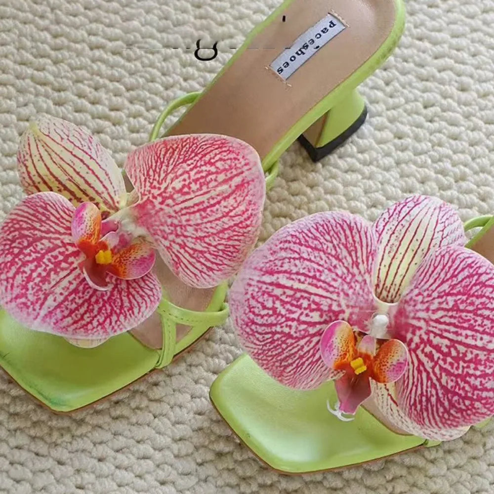 1 Pair Simulation Coloful Thai Fairy Flower Shoe Buckles Personalized Design Orchid Phalaenopsis Shoe Flower Sandals