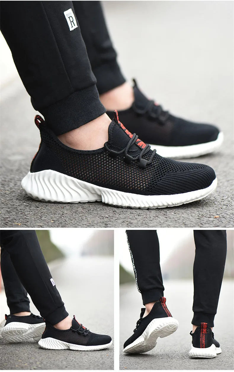 summer work shoes with protection breathable Lightweight safety shoes with iron toe anti-stab anti-slip working summer shoes