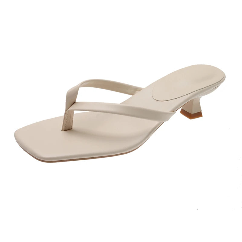 Summer Women Clip Toe Slippers Comfort Low Heel Slides Shoes Ladies Casual Dress Street Style Sandalis